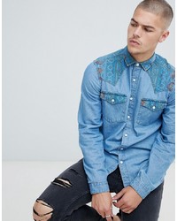 Camicia di jeans geometrica azzurra