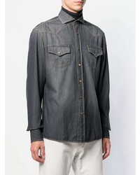 Camicia di jeans grigio scuro di Brunello Cucinelli