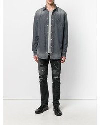 Camicia di jeans grigio scuro di Philipp Plein