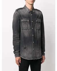 Camicia di jeans grigio scuro di Balmain