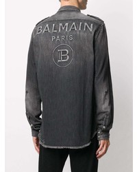 Camicia di jeans grigio scuro di Balmain