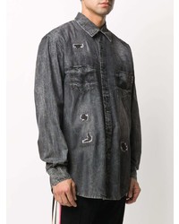 Camicia di jeans grigio scuro di Philipp Plein