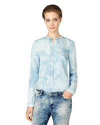 Camicia di jeans lavaggio acido azzurra
