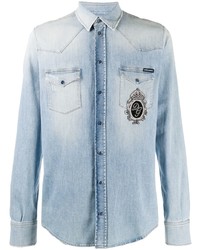 Camicia di jeans ricamata azzurra di Dolce & Gabbana
