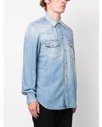 Camicia di jeans ricamata azzurra di Diesel