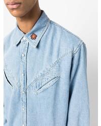 Camicia di jeans ricamata azzurra di Kenzo