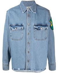 Camicia di jeans ricamata azzurra di MSGM