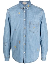 Camicia di jeans ricamata azzurra di Nick Fouquet