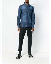 Camicia di jeans ricamata blu scuro di Philipp Plein