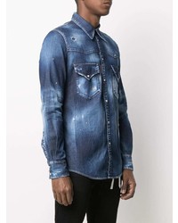 Camicia di jeans ricamata blu scuro di DSQUARED2
