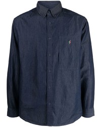 Camicia di jeans ricamata blu scuro di SPORT b. by agnès b.