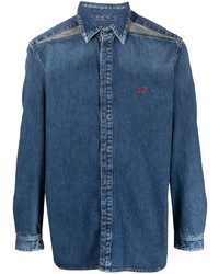 Camicia di jeans ricamata blu di Diesel