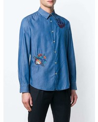 Camicia di jeans ricamata blu di Paul Smith