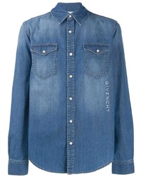 Camicia di jeans ricamata blu di Givenchy