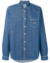 Camicia di jeans ricamata blu di Kenzo