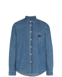 Camicia di jeans ricamata blu di Kenzo