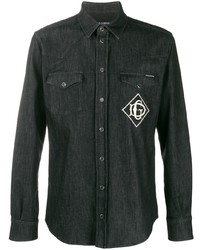 Camicia di jeans ricamata nera di Dolce & Gabbana