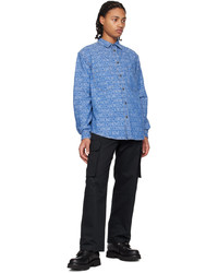 Camicia di jeans stampata azzurra di Moschino