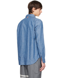 Camicia di jeans stampata azzurra di Thom Browne