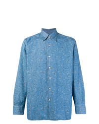 Camicia di jeans stampata azzurra di Canali