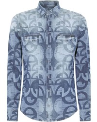 Camicia di jeans stampata azzurra di Dolce & Gabbana