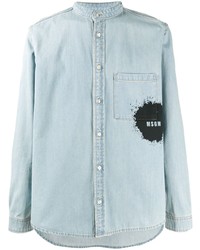 Camicia di jeans stampata azzurra di MSGM