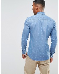 Camicia di jeans stampata azzurra di Asos