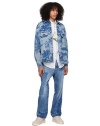 Camicia di jeans stampata blu scuro di MSGM