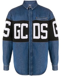 Camicia di jeans stampata blu scuro di Gcds