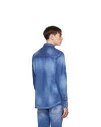 Camicia di jeans stampata blu di DSQUARED2