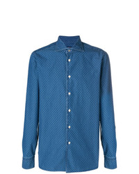 Camicia di jeans stampata blu di Borriello