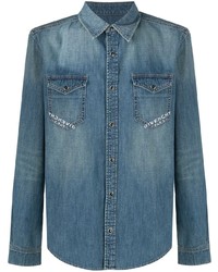 Camicia di jeans stampata blu di Givenchy