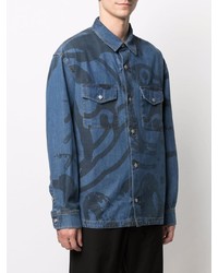 Camicia di jeans stampata blu di Kenzo