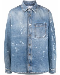 Camicia di jeans stampata blu di Off-White