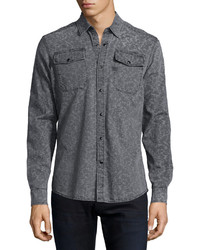 Camicia di jeans stampata grigio scuro