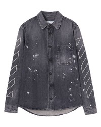 Camicia di jeans stampata grigio scuro di Off-White