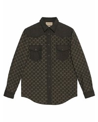 Camicia di jeans stampata nera di Gucci