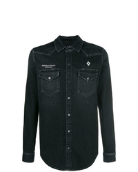 Camicia di jeans stampata nera di Marcelo Burlon County of Milan