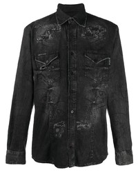 Camicia di jeans stampata nera di Philipp Plein
