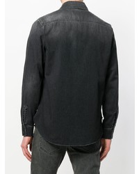 Camicia di jeans stampata nera di Saint Laurent