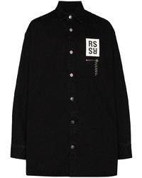 Camicia di jeans stampata nera di Raf Simons