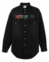Camicia di jeans stampata nera di Vetements