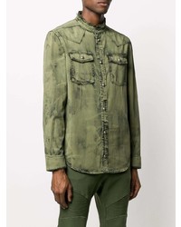 Camicia di jeans verde oliva di Balmain