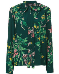 Camicia di seta a fiori verde scuro di Rochas