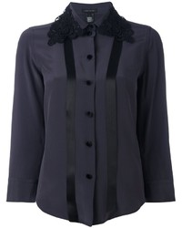 Camicia di seta a righe verticali blu scuro di Marc Jacobs