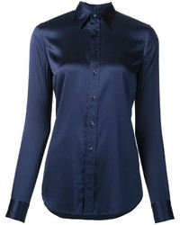 Camicia di seta blu scuro di Ralph Lauren