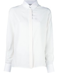 Camicia di seta decorata bianca di Lanvin