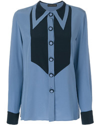 Camicia di seta geometrica blu di Etro