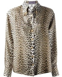 Camicia di seta leopardata marrone di Ungaro