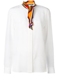 Camicia di seta stampata bianca di Emilio Pucci